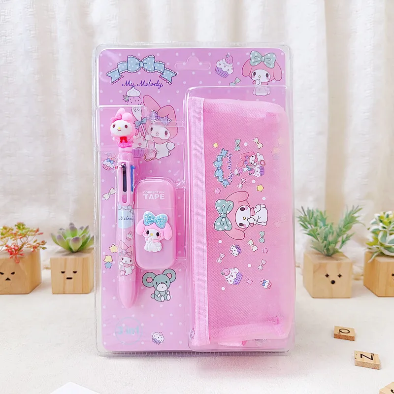 Sanrio Stationery Set Stationery Bag Cinnamoroll Mymelody Kuromi Gel Pens Correction Paper Primary School Supplies Student Gifts