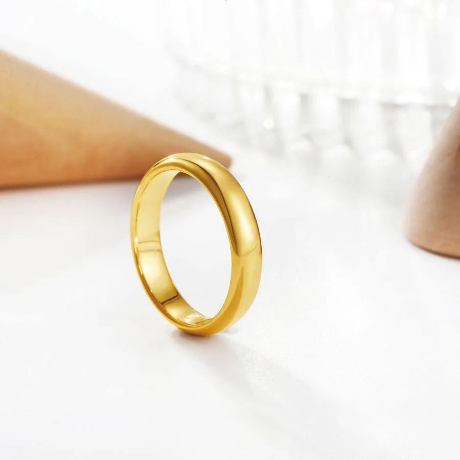 خواتم كلاسيكية ناعمة بدون حجر للرجال والنساء ، مجوهرات عصرية مطلية بالذهب الخالص ، لا النيكل ، أسعار الجملة