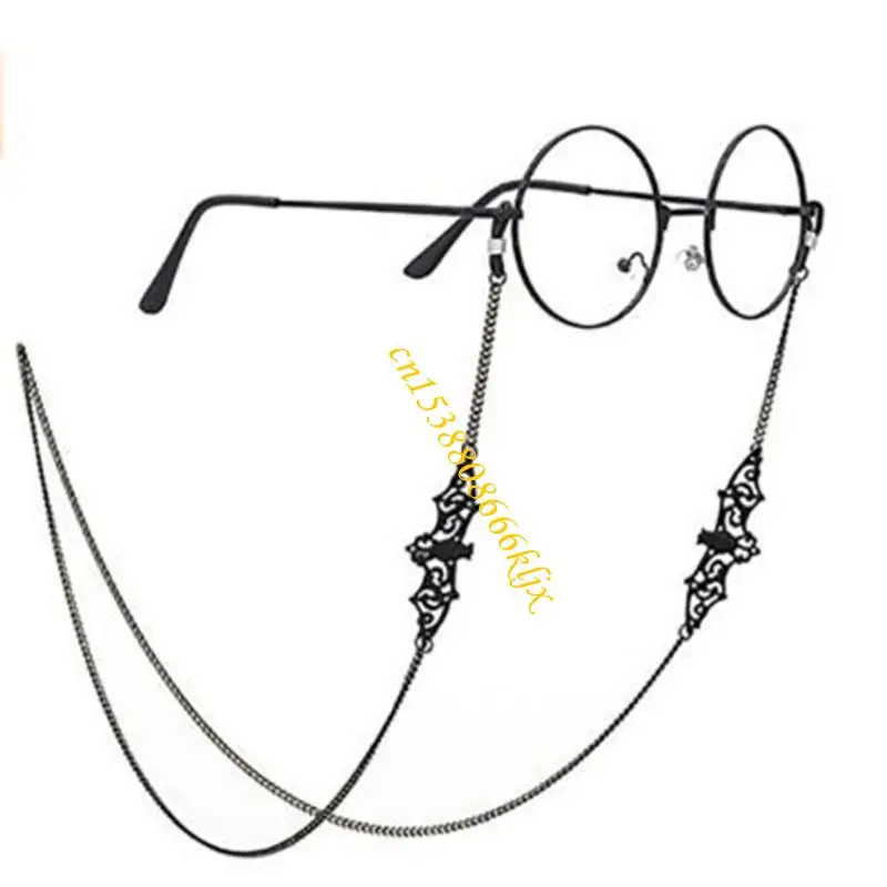 

Eyeglasses Cord Strap Halloween Glasses Chain Reading Glasses Cord For Women Black Bat Pendants Eyeglass Chain 066C