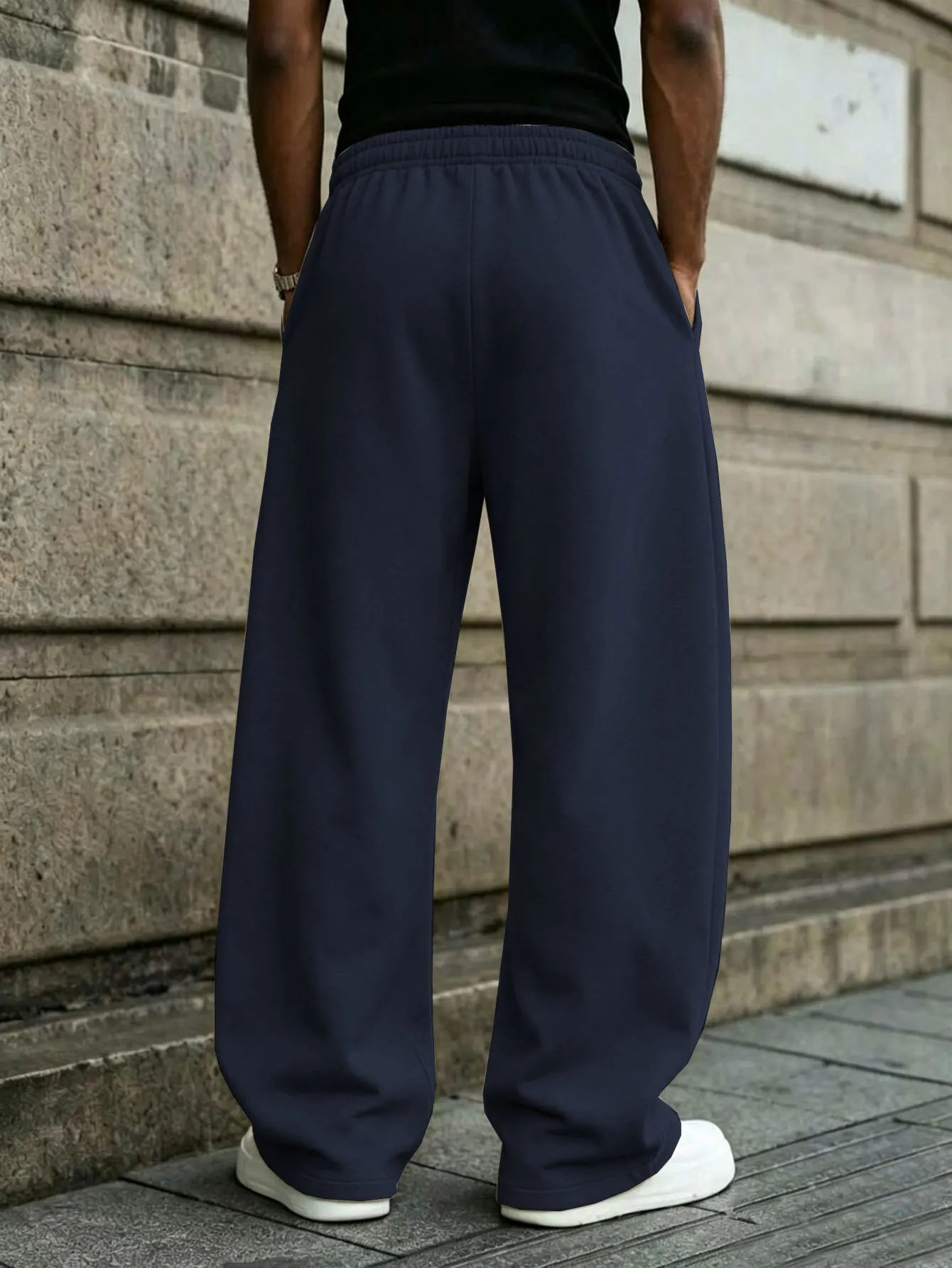 Herren-Jogginghose mit lockerem Schnitt, elastischem Bund, Kordelzug, lässigem Stil, Streetwear-Design, mit Taschen, bequeme Hose. – Detail 9