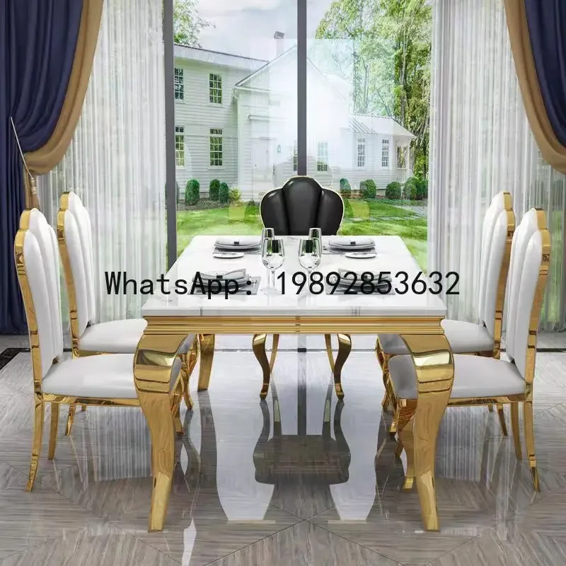 

a-16 stainless steel home marble dining table rectangular dining table and chair set