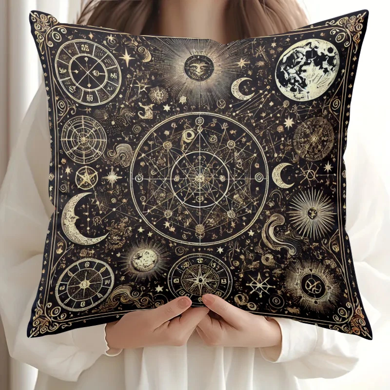 VIKAMA Astrological Zodiac Pillow Cover, 2026 New Arrival Star Pattern Zippered Cushion Case for Bed Sofa Lounge Chair Decor