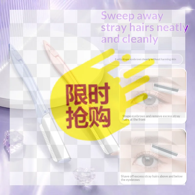 3 Pack Eyebrow Razors Sharp Safe Stainless Steel Blades Ergonomic Handle For Beginners Daily Beauty Makeup Trimming