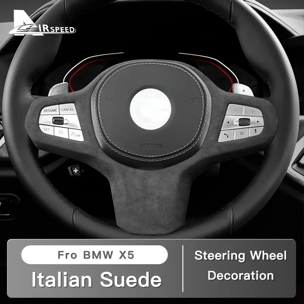 

For BMW X5 G05 2018 2019 2020 2021 2022 Super Suede Steering Wheel Cover Interior Trim Accessory