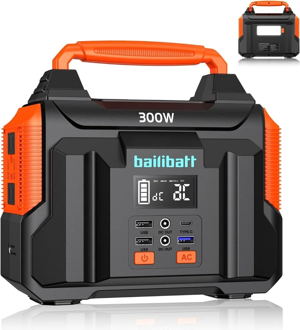 Portable Power Station 300W 257wh Lithium Battery Small Portable Generator for Home Use Camping Travel Emergency Hunting Outdoor