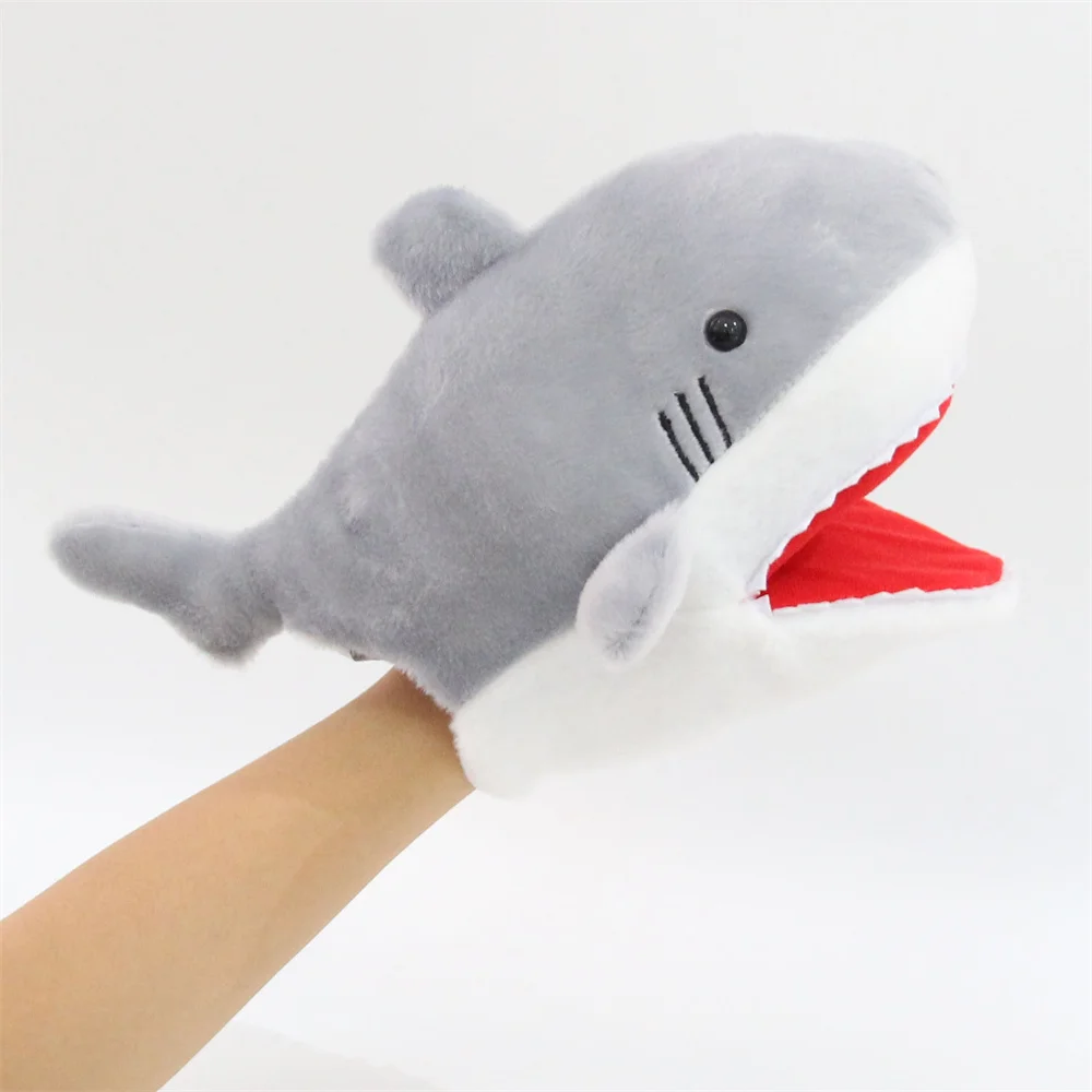 

Shark Plush Hand Puppet Doll Lifelike Ocean Killer Stuffed Animal Soft Kids Kindergarten Educational Toy for Children Boys Gift