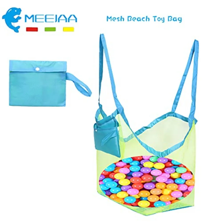 Mesh Beach Bag, Classic Mesh Beach Toy Tote Bag, Foldable Large 's Toy Storage Bag, Used for Storage of Toys, Shells, Clothes a