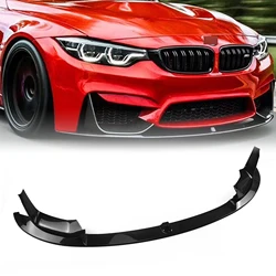 For BMW F80 M3 F83 F82 M4 2015-2020 Carbon Fiber Look/Gloss Black Front Bumper Spoiler Lip + Side Intake Vent Cover Splitter Kit