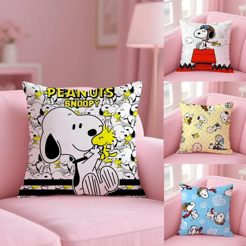 كيس وسادة سنوبي لطيف قصير من القطيفة بطباعة مزدوجة الجوانب يمكن غسلها في الغسالة في غطاء وسادة شتوي دافئ #3