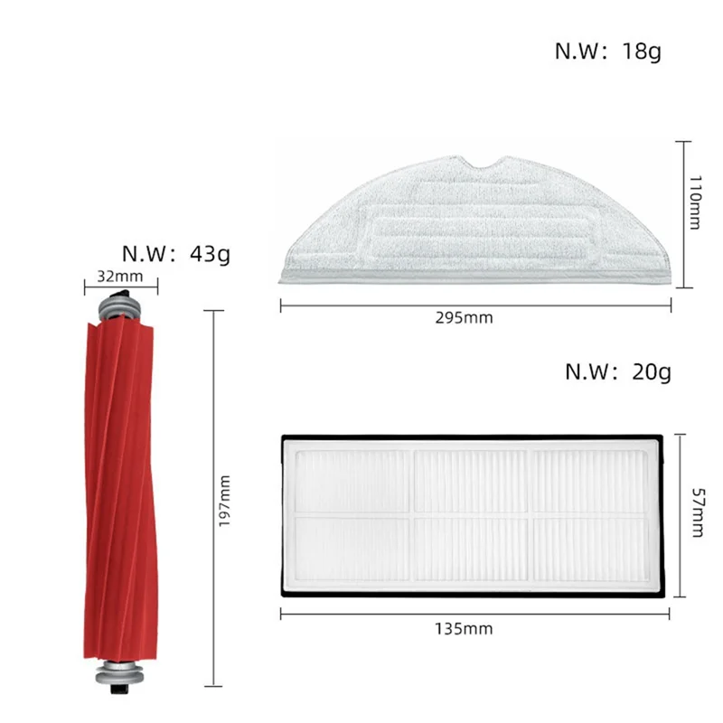 Replacement Washable Reusable Accessories for Roborock S7/S7 MaxV G10 G10S G10S PRO Robot Vacuum Cleaner