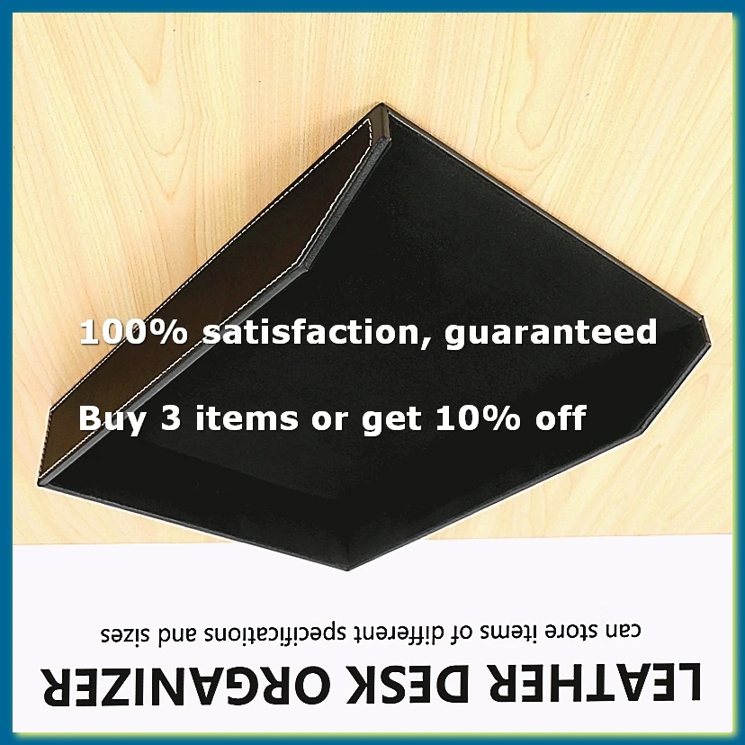 ●PU Leather Collection Letter Tray, Document Desk Organizer,Stackable Office File Document Tray Holder (Black)