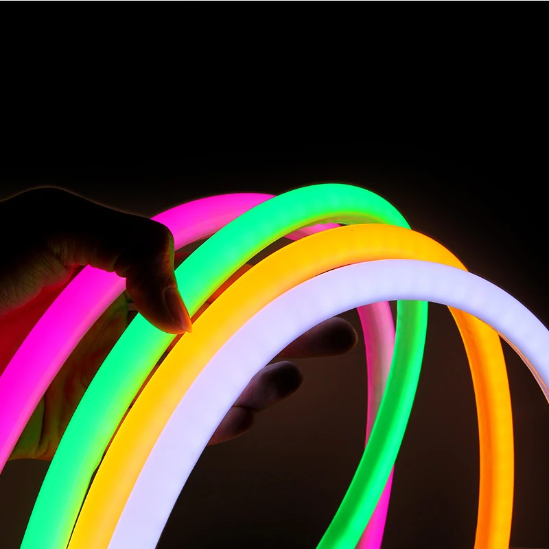 360 Degree Emitting Silicon Tube Led Neon Strip Round Shape Diameter 22mm IP68 Waterproof Flexible Led Neon Strip Rope Light