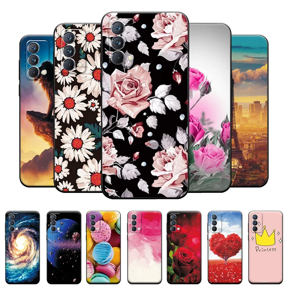 For GT Master Edition Case Cover For OPPO REALME GT 5G Beautiful Flowers Phone Cases on RMX3363Silicone Matte Back Cover Bumper