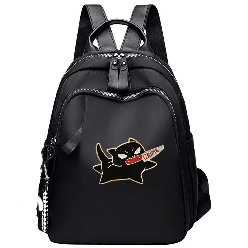 

Женский рюкзак с принтом милого черного кота и ножа в пасти, модный школьный рюкзак, повседневный рюкзак для девушек, универсальный женский рюкзак