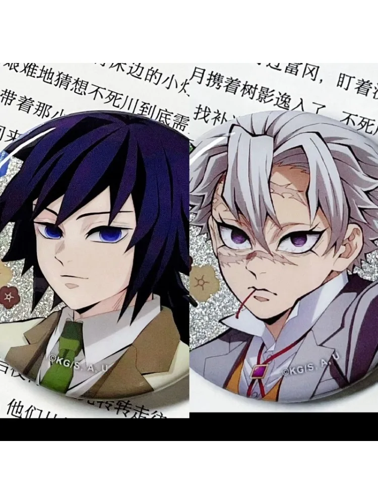 Badge Demon Slayer Tomioka Giyuu Shinazugawa Sanemi, périphérique de dessin animé, créativité mignonne, ornement de bureau exquis, cadeaux, nouvelle collection