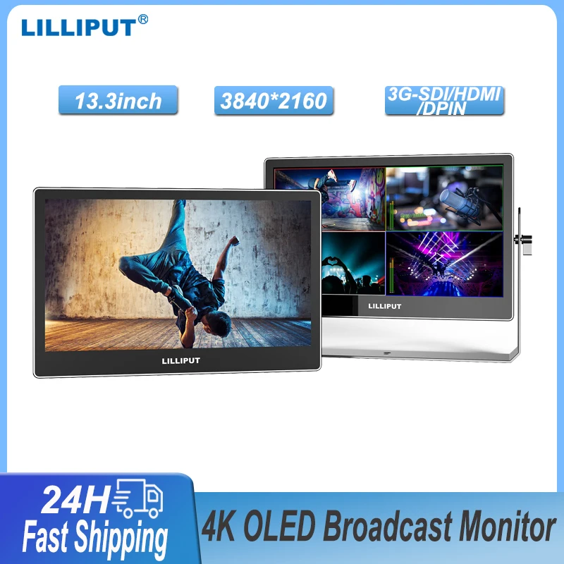 

LILLIPUT 13.3 inch 4K 3840*2160 OLED Broadcast Monitor Live Streaming Quad Split Display 3G-SDI HDMI for cameras dslr filmmaking