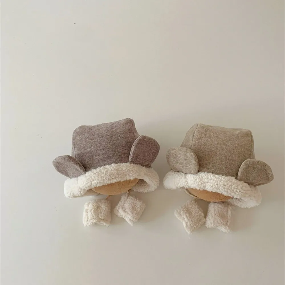 Joli chapeau d'oreille d'ours mignon hiver épais bébé bonnet polaire chaud Protection des oreilles chapeau enfants