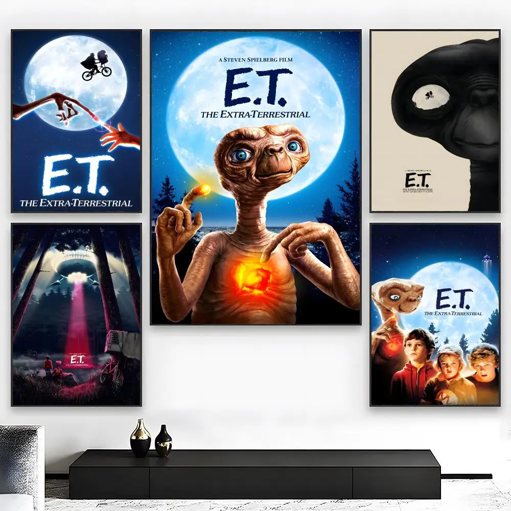 Movie E-ET The Extra Terrestrial Poster  High-definition Art Sticker Self Adhesive Waterproof Home Decoration
