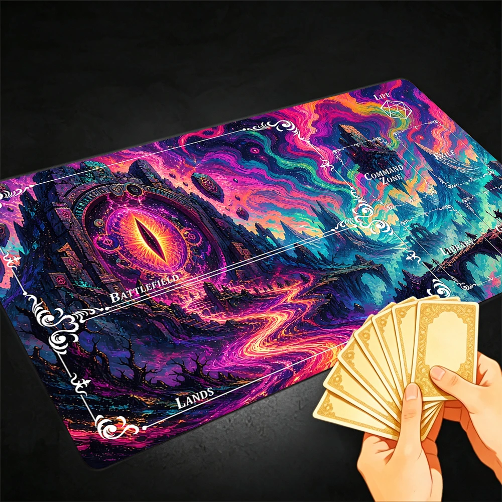 Gate of the Giant Eye TCG Playmat Magic Playmat Gathering Gaming Mat with Stitched Edge Anti-slip base 60X35cm Trading Card Game