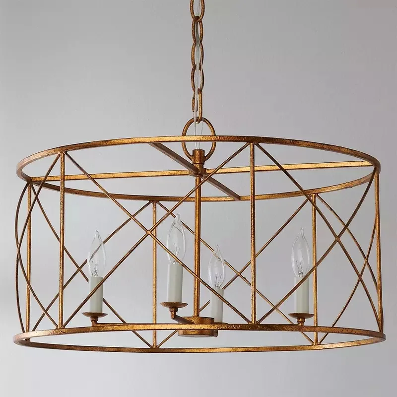 American retro wrought iron restaurant chandelier, bedroom light designer creative personalized living room main homesta