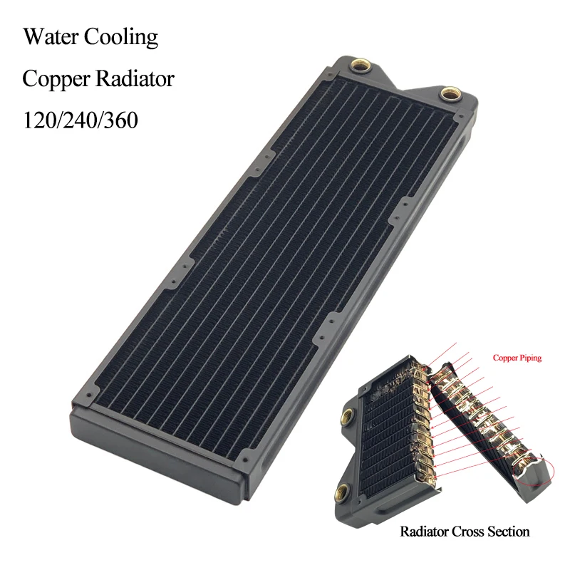 

AICOOLER Copper 120/240/360mm Radiator Heat Sink Exchanger 2.7cm Black Liquid Cooler Thickness Water Cooling Fans 12CM AI-TJ