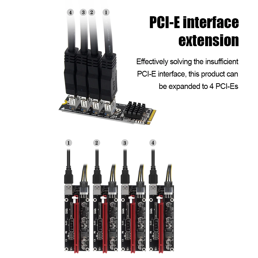 Карта расширения M.2 Mkey на 4 PCI-E Mini USB3.0, адаптер-концентратор-множитель, высокоскоростная стабильная передача, аксессуары для компьютера