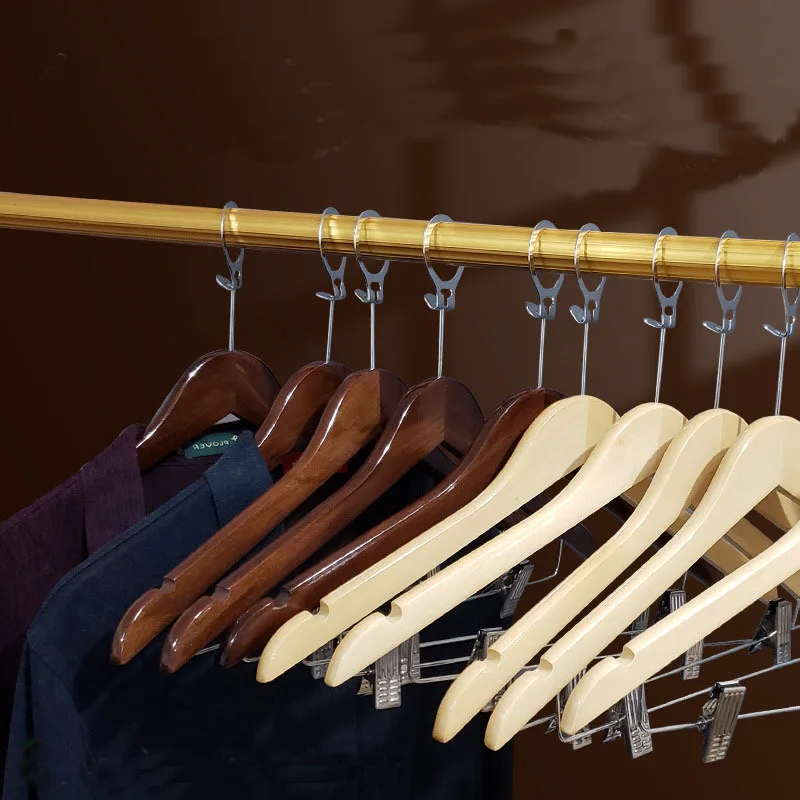 Percha con anillo antirrobo, soporte de ropa de madera para colgar ropa, perchero anti-traje para hoteles de estrellas