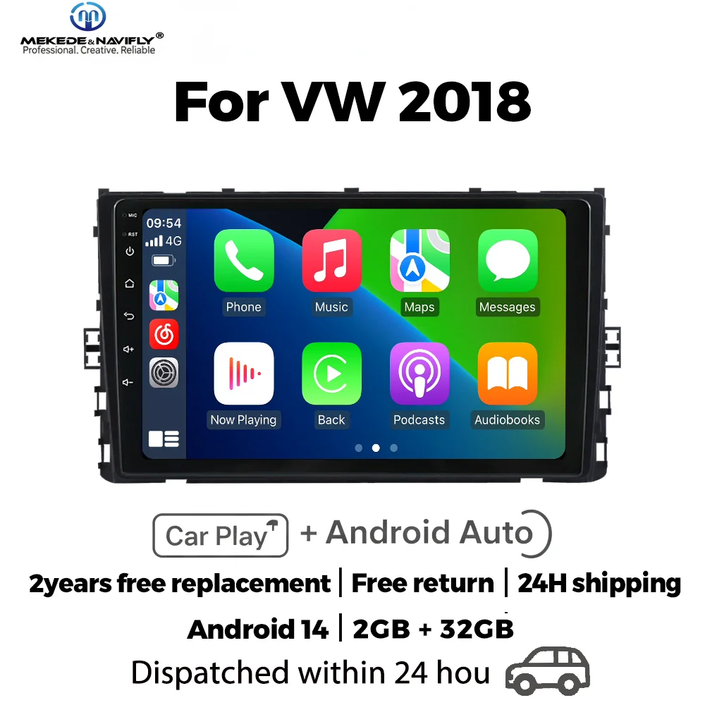 MEKEDE Android 14 Car Radio for Volkswagen Passat Golf MBQ Polo B5 B6 Plus T-Cross Zoals T-Kruis T-Roc Tharu Sagitar 2018-2020