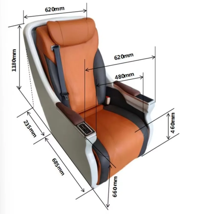 Sophisticated Orange Tone Motorized Recliner Seat with Heating Cooling System for High Class Interior