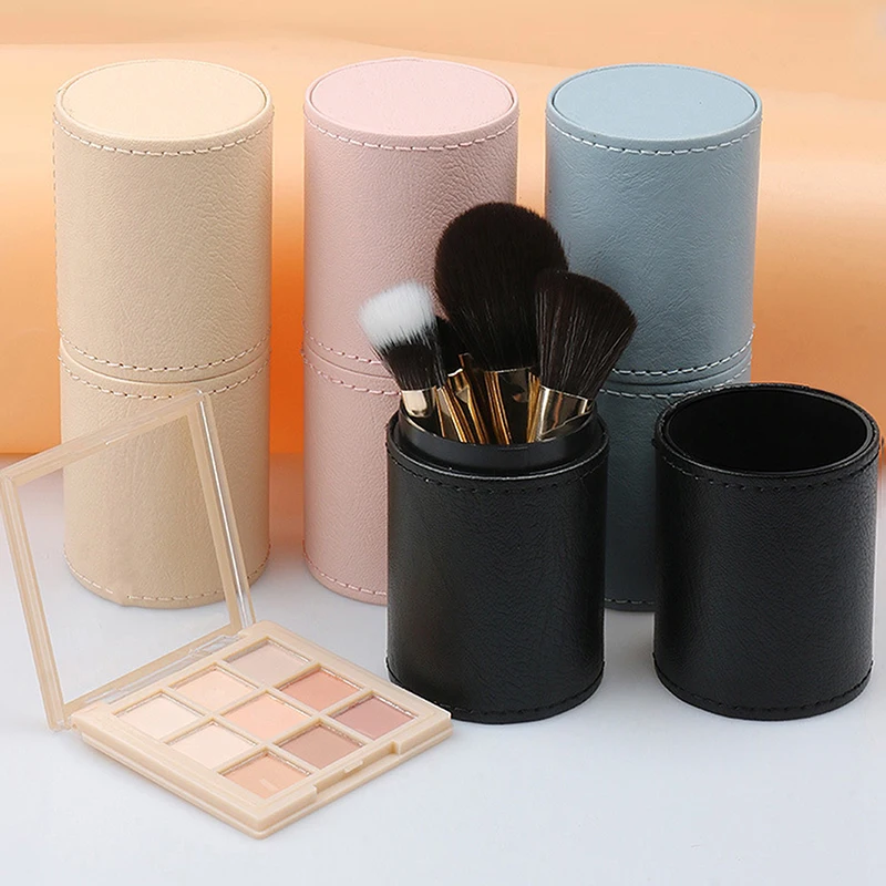 PU Leather Makeup Brush Bucket Portable Travel Cosmetic Bag Multi-Function Dust-Proof Waterproof Makeup Brush Beauty Tool