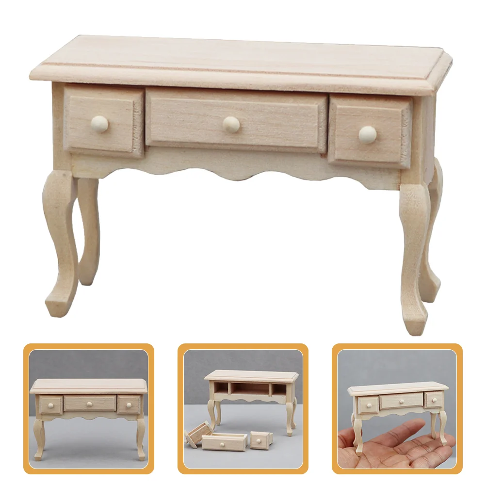 

House Kitchen Furniture Miniature Wooden Kitchen Table Model Pretend Play Toy Dolls House Table Dollhouse Furniture