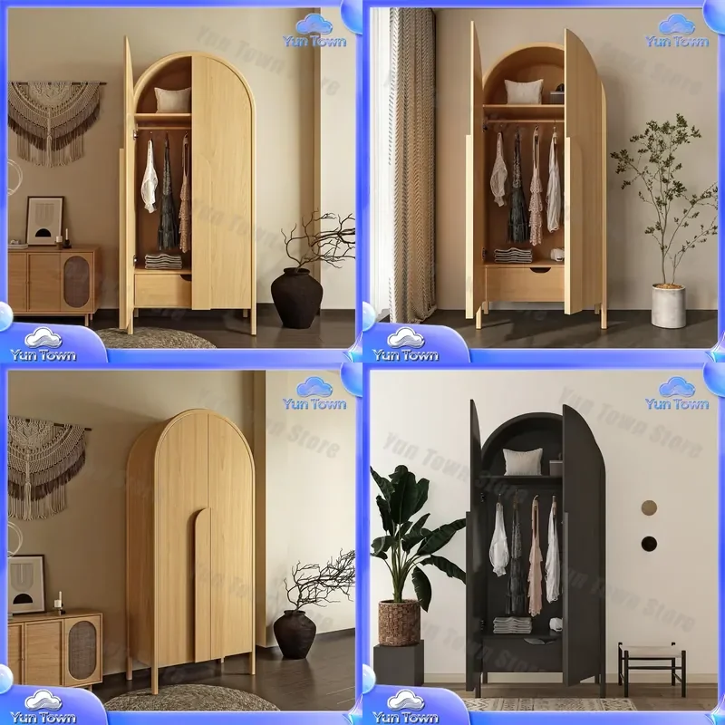 for American Solid Wood Wardrobe for Home Bedroom Storage Organizer Quiet Wind Log Retro Designer Artist Homestay Wardrobe