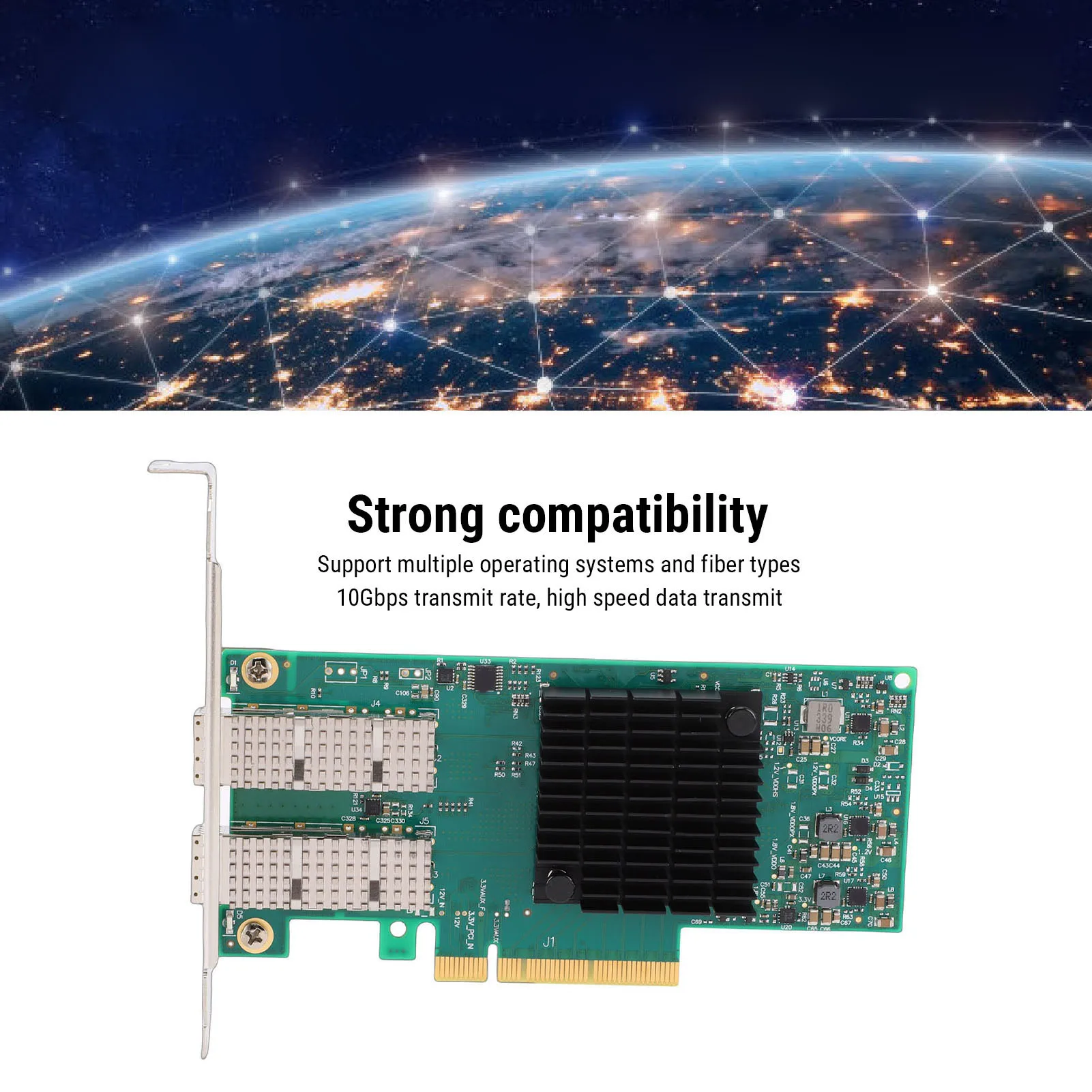 Dual Port Server Network Card Adapter High Speed 10Gbps Transmit Low Latency MCX4121A-XCAT