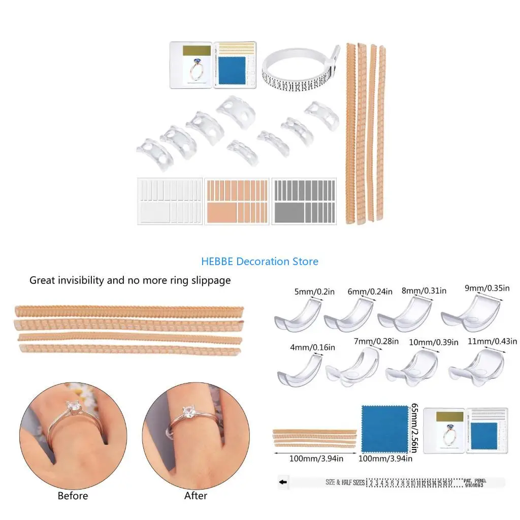 B0KC 71Pcs Rings Sizer Adjuster for Loose Rings Invisible Rings Guards Resizer for Women