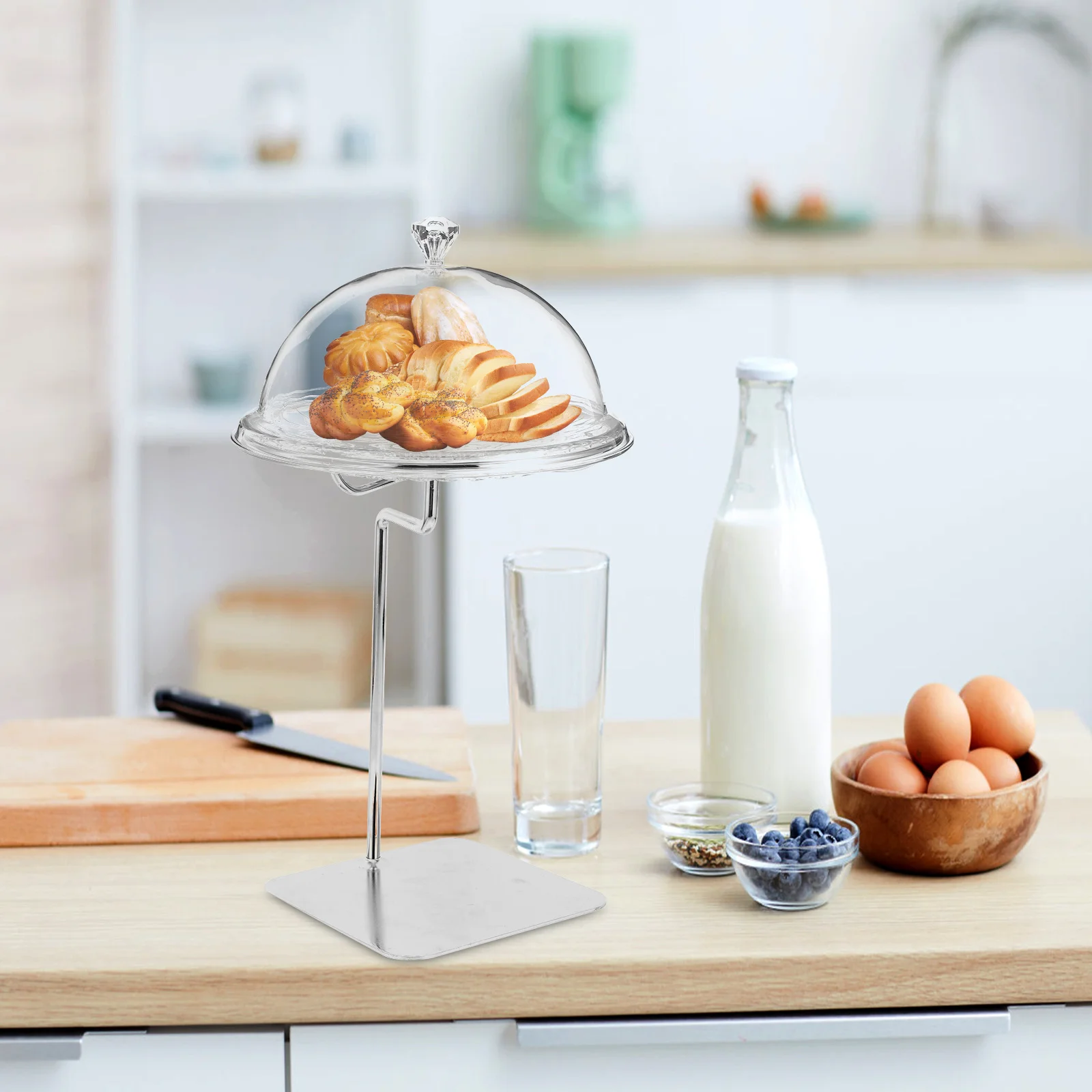 

Round Fruit Plate With Cover Multifunctional Cake Stand For Wedding Party Dessert Display Tray Serving Platter Food Tray