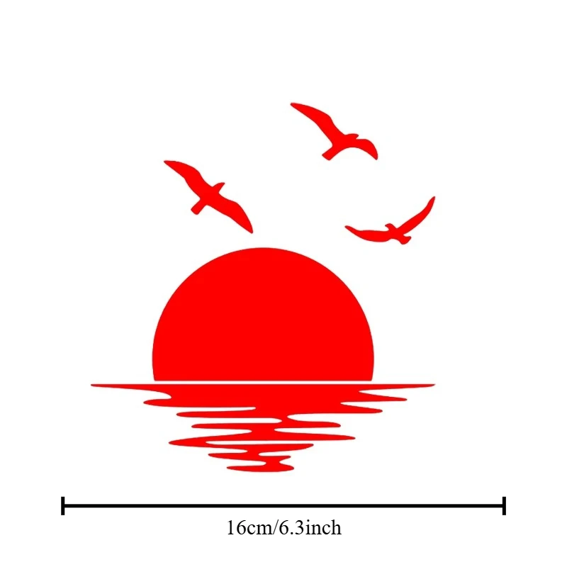 1Pc 2D Flat Sea Sunrise Seagull Vinyl Sticker, Waterproof Decal for SUV Camper RV Van Motorhome Caravan Decor, Holiday Gift