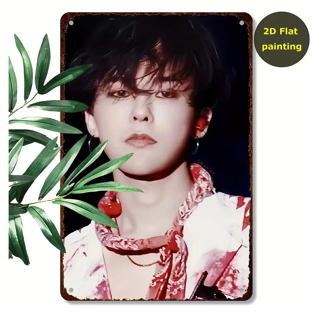 Open  Tin Painting Korean Idol G-Dragon Metal Art Decorative Sign, Retro Style, Iron Made, ches, Wall Hanging,