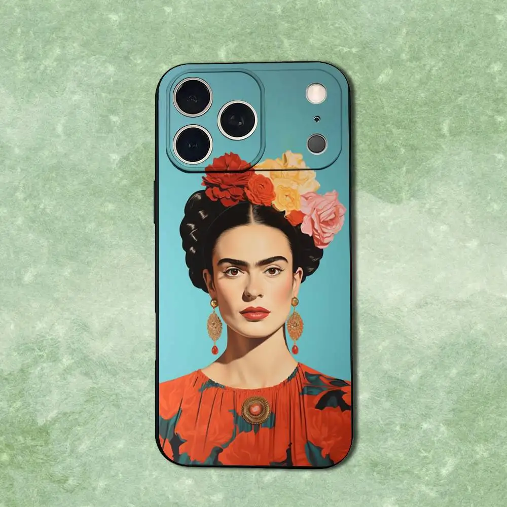 حافظة هاتف عصرية من Art F-Fridas K-Kahlo لهاتف iPhone 14,13,17,12,11,16,15,Plus,Pro Max,XS,X,XR,SE,Mini,Soft غطاء أسود من السيليكون #6