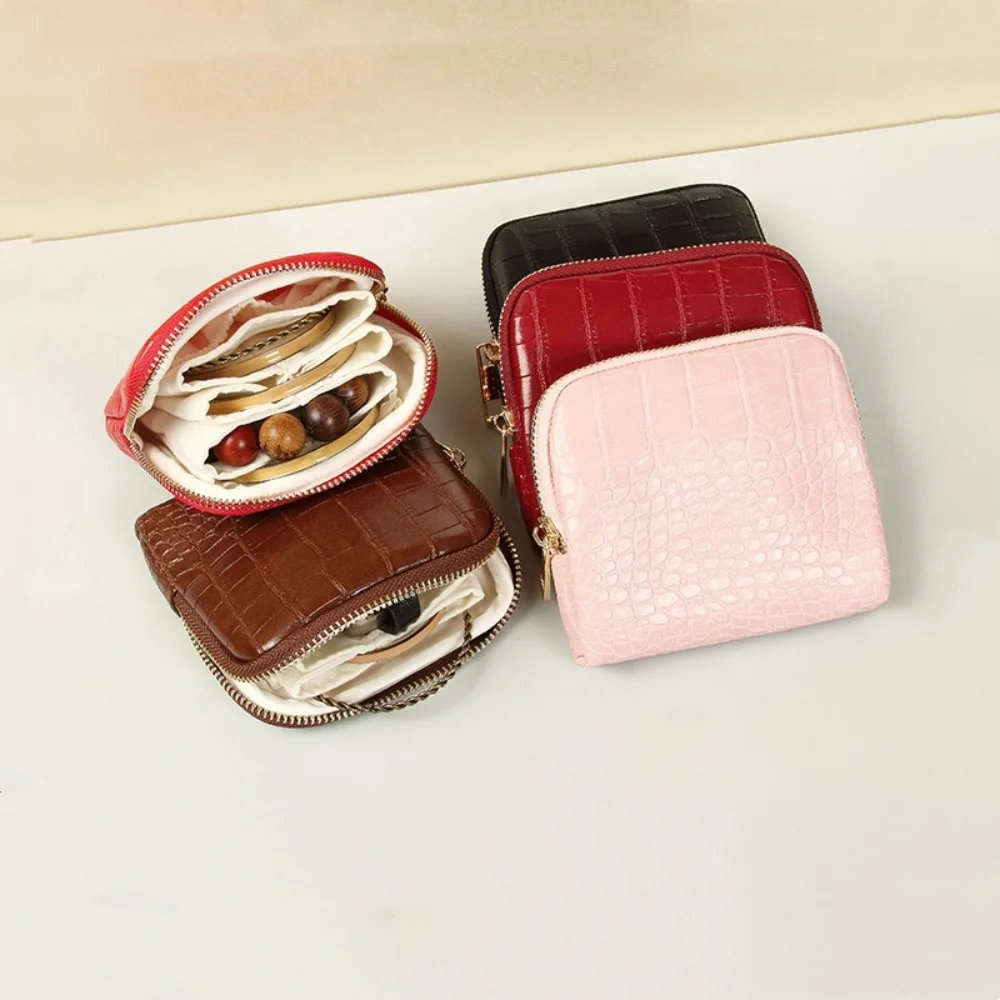 

Crocodile Pattern Bag Pu Leather Portable Jewelry Case Travel Jewelry Organizer Multi-Compartment Jewelry Storage Bag For Gift