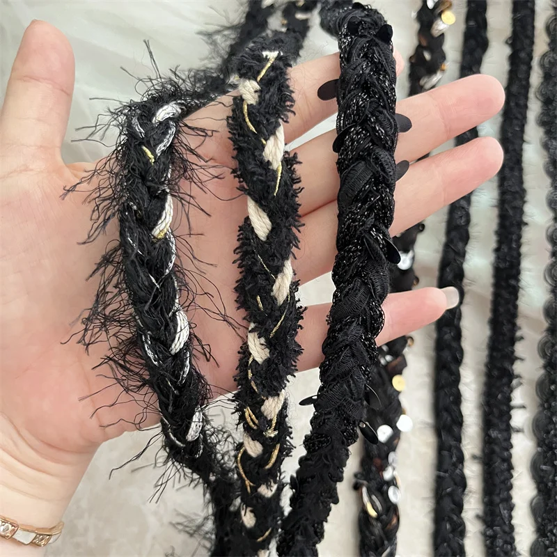 Black Series Tweed Clothing Lace Ribbon Handmade DIY Jacket Decoration Clothing Edge Cuffs Clothing Accessories Strip Webbing