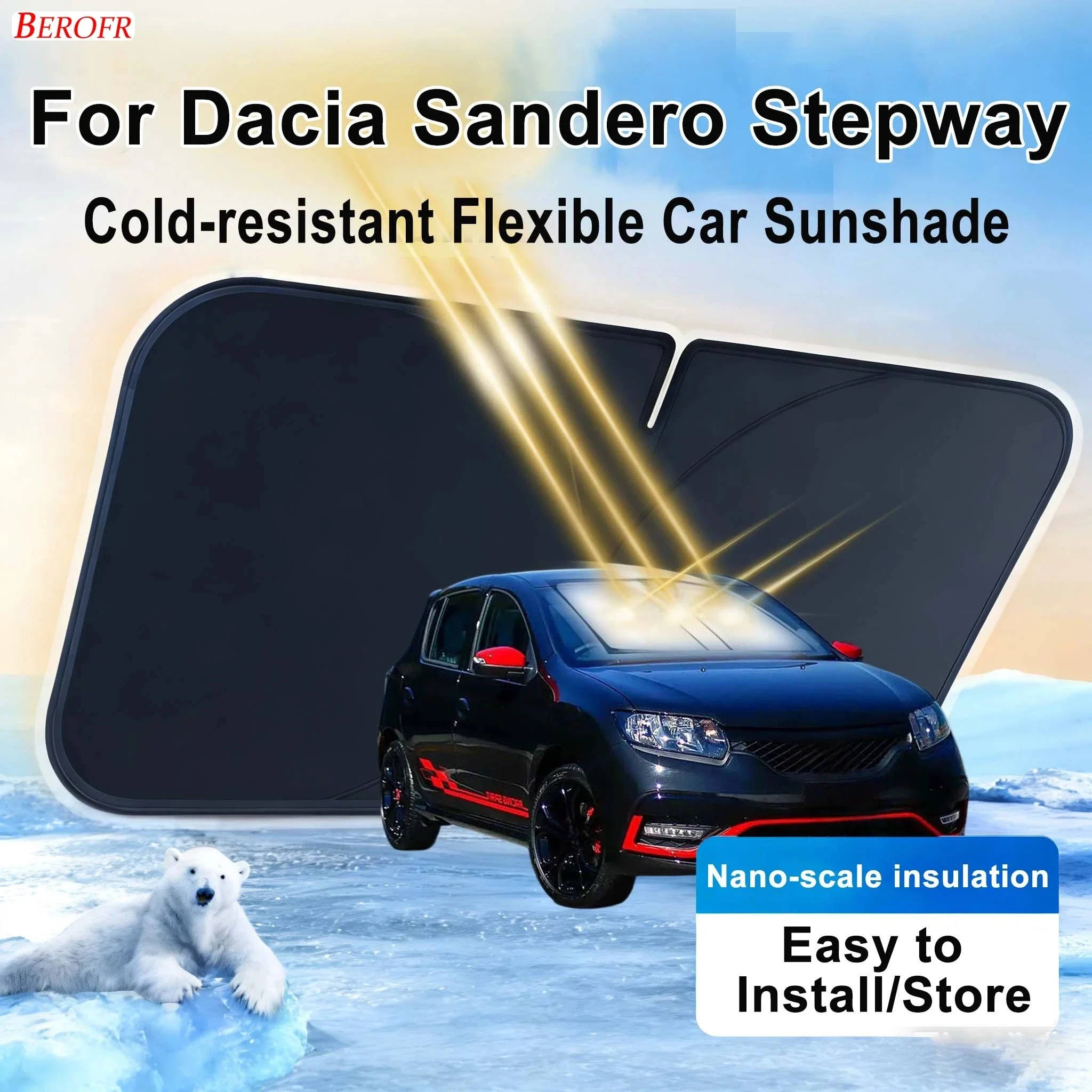 For Dacia Sandero Stepway 2021-2026 Car Windshield Sunshade Cover Front Window Sun Shade Heat Insulation Auto Accessories
