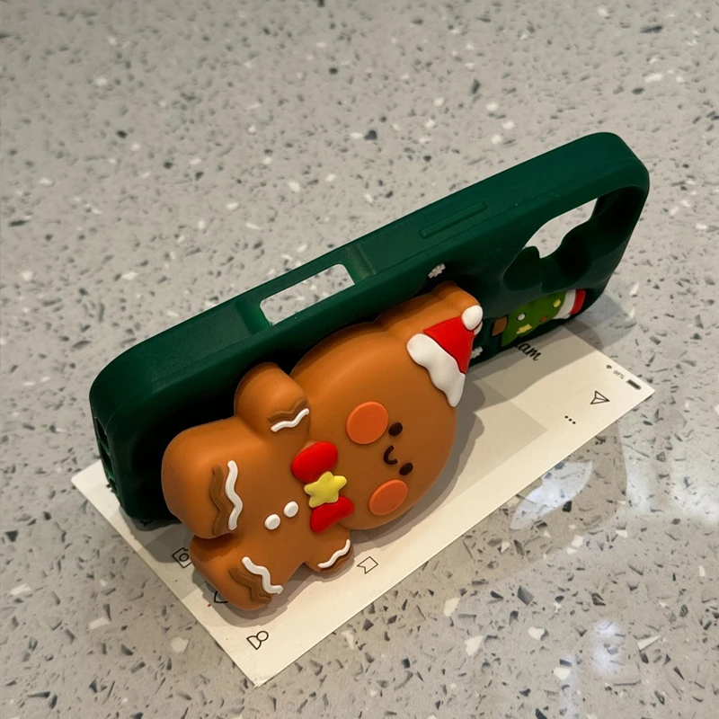 الشتاء ثلاثية الأبعاد عيد الميلاد ندفة الثلج ثلج الزنجبيل رجل الوقوف لطيف جراب هاتف آيفون 17 AIR 16 15 14 13 برو ماكس زائد Y2K غطاء