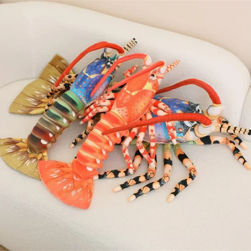 Colorful Australia Lobster Plush Toys Stuffed Throw Pillow - Lifelike Lobster Design Creative Home Decor Funny Christmas Gifts