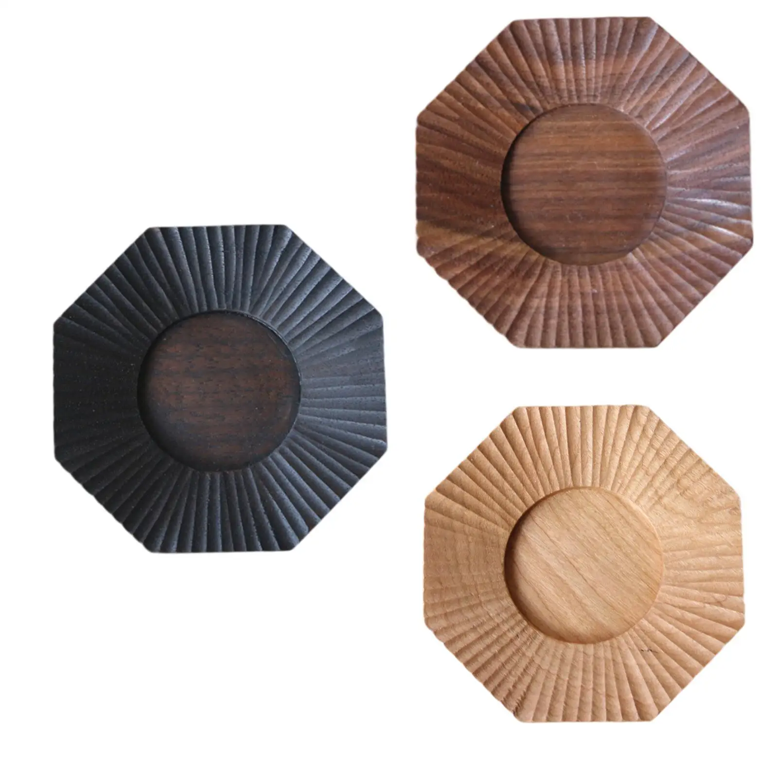 Wood Coaster Table Drink Coaster Octagonal Decorative Decoration Wooden Tray for Dining Room Office Kitchen Home Living Room