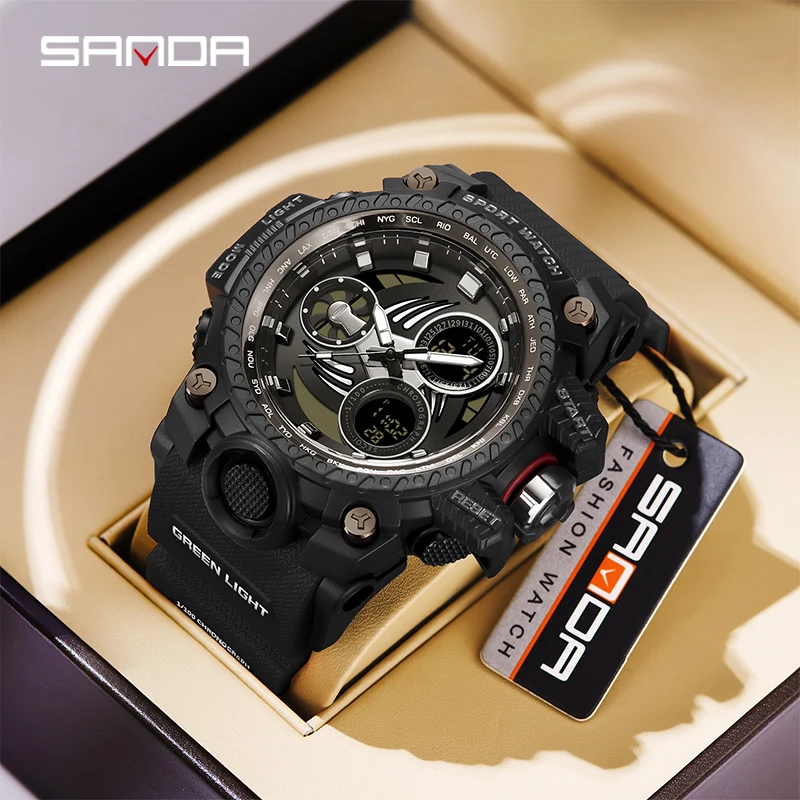 

SANDA 2024 G Style New Men's Watches 50M Waterproof Shock Sports Military Quartz Watch For Male Digital Wristwatch Clock 3155