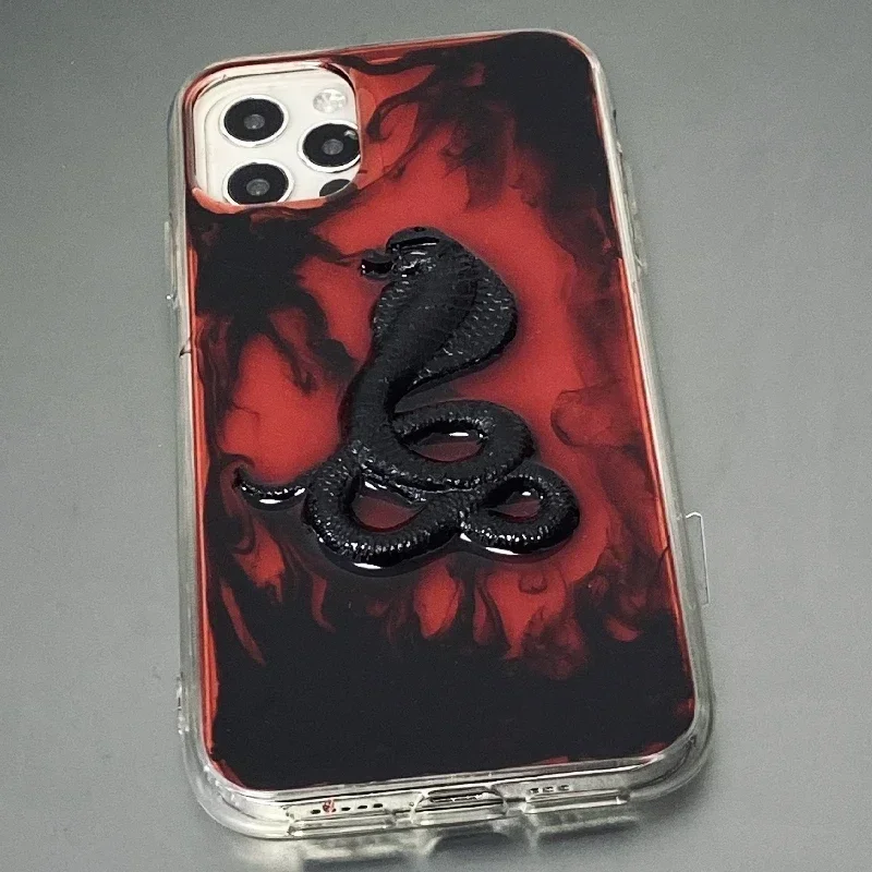 

4082 Original 3D Handmade Cell Phone Case Bloody Cobra Dark Gothic Art Horror Punk Style Customized Halloween Christmas Gift