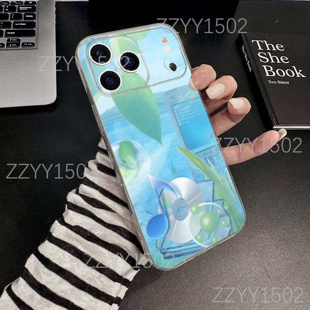 Funda de teléfono Frutiger Aero Art para iPhone 17,16,15,14,13,12,11 Pro,Max,Plus,X,XS,XR,SE4,E Mini transparente suave