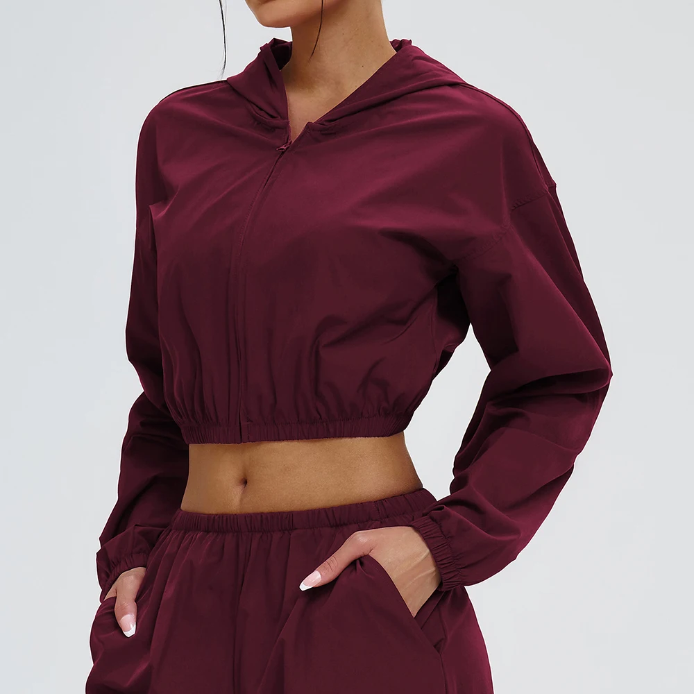 Outdoor Sun Protection Jacket Women's Yoga Long Sleeved Zipper Top Windproof Hooded Sports Jacket Cycling Sports Jacket