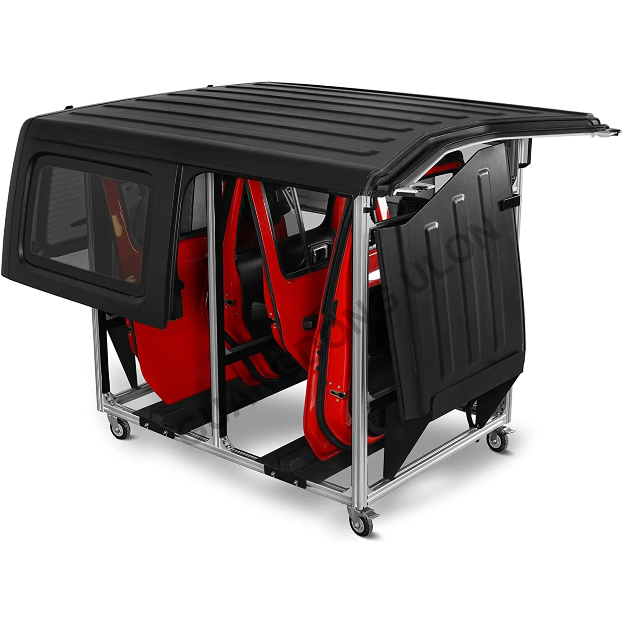 Door and Hardtop Storage Sliding Cart Movable Rack for 1997-2023 Jeep Wrangler TJ JK JL Gladiator JT & 2021-2023 Ford Bronco