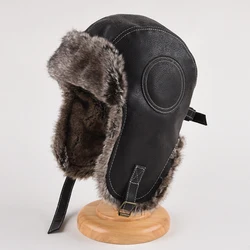 Winter Bomber Hat Men Women's Pilot Aviator Trapper Hat Outdoor Motorcycle Windproof Warm Faux Fur Earflap Hat